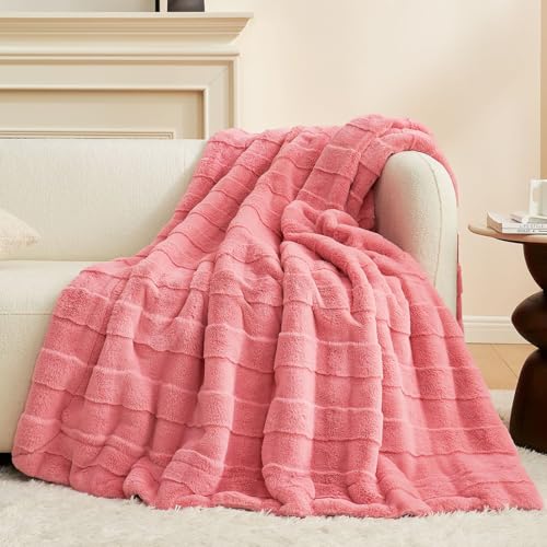 Cozy Bliss Fluffy Pink Faux Fur Throw Blanket for Couch,Warm Cozy Soft Throw Blankets for Sofa Bed Living Room,50x60 Inches - color: Hot Pink, size: Throw(50" x 60")
