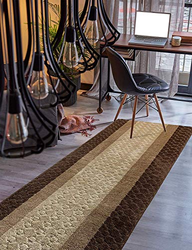 BestHomeCustomCustom Size Hallway Runner Rug Brown Color 31 inch Wide Select Your Length Non-Slip (Skid Resistance) Rubber Backing 3 feet x 31 inch - color: Chain Brown, size: 2'7" x 3' (Runner)