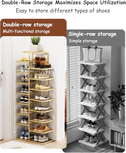 Narrow Vertical Shoe Rack, White, 19.3x42.1in | Space-Saving, Freestanding, Metal Frame, For Small Spaces, Entryway & Hallway - color: Black, size: 19.3x42.1in