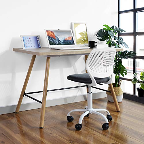 FurnitureR Students Cute Desk Chair Ergonomic for Teens Boys Girls Youth Low-Back Armless Study Writing Swivel Mesh Seating with Adjustable Height for Home Office Living Room Bedroom School - color: Black/Grey