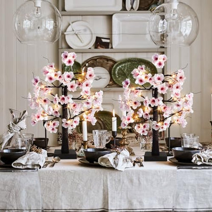 24IN Lighted Cherry Blossom Tree 24 Warm White LED Tabletop Artifical Bonsai Tree with Timer Battery Operated for Wedding Party Spring Christmas Home Indoor Japanese Room Decor - size: 24 INCH