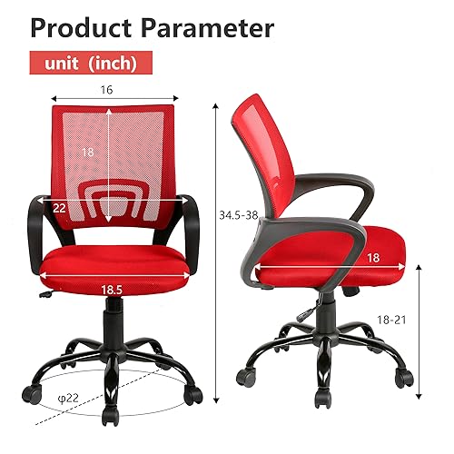 PayLessHere Office Computer Chair Ergonomic Cheap Desk Chair Adjustable Comfortable Mid Back Task Rolling Swivel with Lumbar Support for Home Office (Pack of 2, Red) - color: Red, style: pack of 2