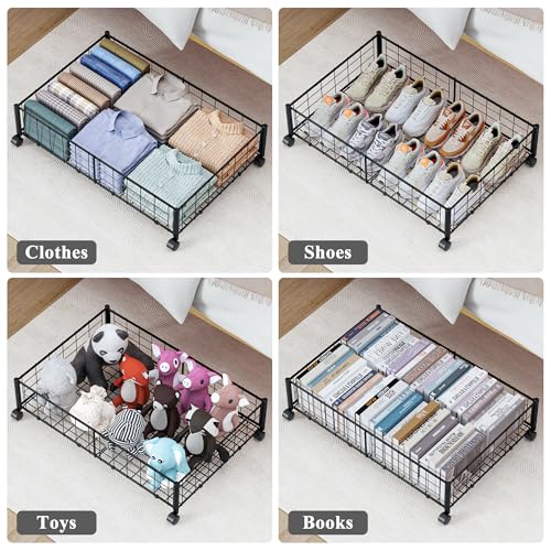 Hleelomi Under Bed Storage with Wheels, 360° Rotating, No-Assembly Underbed Storage Containers, 1 PACK - size: 1 Pack without Cover