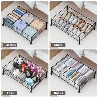 Hleelomi Under Bed Storage with Wheels, 360° Rotating, No-Assembly Underbed Storage Containers, 1 PACK - size: 1 Pack without Cover