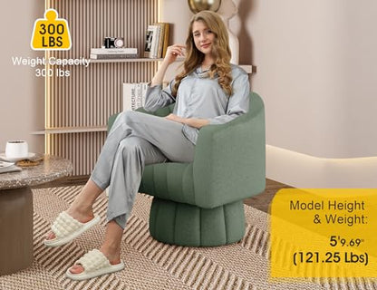 Dewhut Swivel Accent Chair, 360° Swivel Barrel Chair with Armrest, Sherpa Upholstered Single Sofa Reading Chair for Living Room,Bedroom,Waiting Room(Beige) - color: Sherpa-green