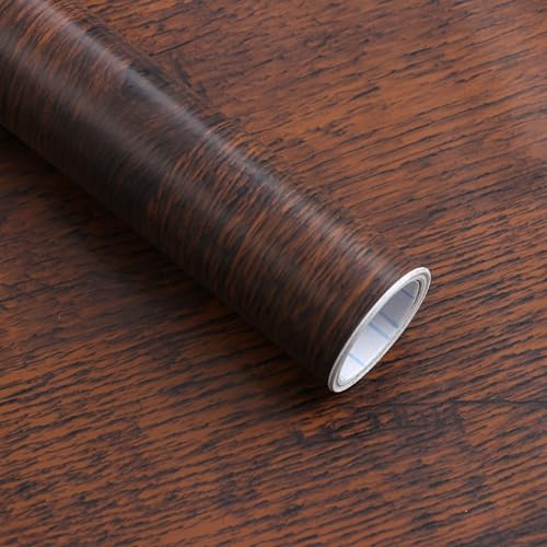 78.7"x17.7"Peel and Stick Wood Wallpaper Red Brown Wood Paper Red Dark Brown Wood Contact Wallpaper Waterproof Wood Plank Removable Rustic Self Adhesive Vintage Desk Table Cabinet Vinyl Roll - color: Red Brown-1, size: 17.7" x 78.7"