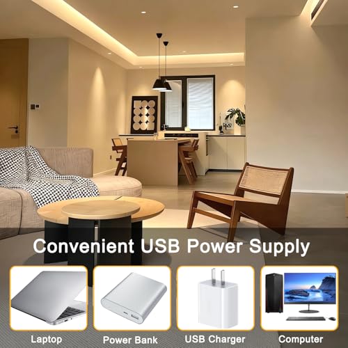 USB COB LED Strip Lights for TV，5V USB Powered LED Tape Lights | Dimmable Warm White 3.3FT 320Leds/M 3000K COB Flexible Light Strip TV Led Backlight for Bedroom Under Cabinet Kitchen - color: Warm White, size: 3.3ft