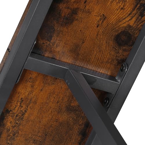 Nouva 70 Inch Narrow Console Table with Outlet, Sofa Table with Charging Station, Behind Couch Table with Metal Frame for Living Room, Rustic Brown