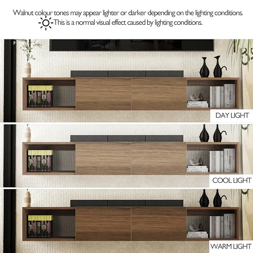 Atelier Mobili Floating TV Stand - Wall Mounted TV Stand for 75 Inch TV - Floating TV Shelf - Modern TV Stands for Living Room - Sleek Entertainment Center Design (Walnut, 2 Doors 2 Shelves) - size: 2 Doors 2 Shelves