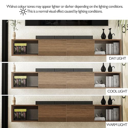 Atelier Mobili Floating TV Stand - Wall Mounted TV Stand for 75 Inch TV - Floating TV Shelf - Modern TV Stands for Living Room - Sleek Entertainment Center Design (Walnut, 2 Doors 2 Shelves) - size: 2 Doors 2 Shelves