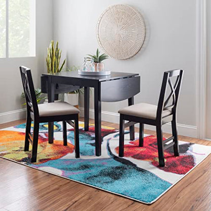 Linon Torino Black Wood 30" Square Drop Leaf Table - 30" X 48" Fully Extended - color: Black