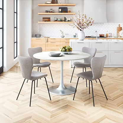 Zuo Thibideaux Dining Chair (Set of 2) Light Gray, Gray Dining Chair, Stackable for Space Saving Storage, Plywood, Indoor Dining, 20.1" W x 20.1" D x 32.7" H