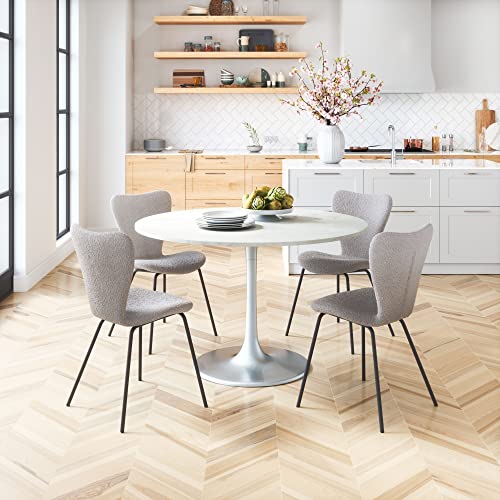 Zuo Thibideaux Dining Chair (Set of 2) Light Gray, Gray Dining Chair, Stackable for Space Saving Storage, Plywood, Indoor Dining, 20.1" W x 20.1" D x 32.7" H