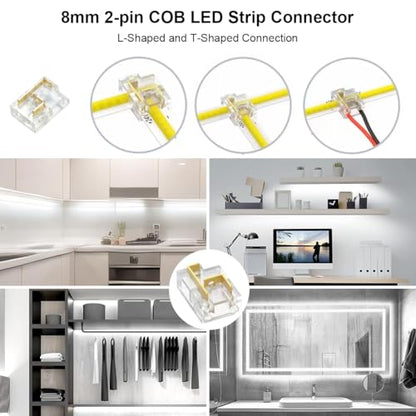 32.8ft COB LED Strip Light 6500K Bright Daylight White Dimmable DC 24V | Flexible LED Rope Lights with Remote LED Lights Strip for Bedroom, Living Room, Shelf, Cabinet - style: 32.8FT-6500K Daylight White