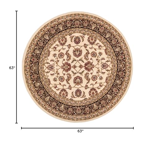 Well Woven Barclay Collection Sarouk Ivory 5 ft Round Rug - for Living Room, Bedroom, and Dining Room - color: Ivory, size: 5'3" (Round)