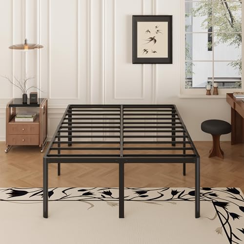 Yicensen 20 Inch Queen Bed Frame Rounded Corner Legs Platform Bed Frame Queen Size, Heavy Duty Easy Assembly, Noise Free, No Box Spring Needed, Black. - size: Queen, style: 20 Inch