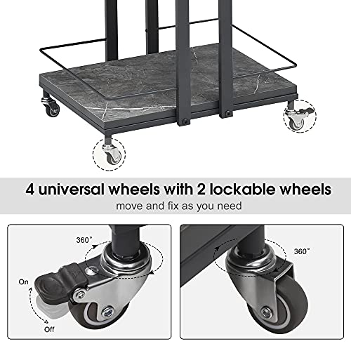 BarberPub 3-Tier Metal Rolling Salon Trolley Cart on Wheels, Grey 2033 - color: Grey