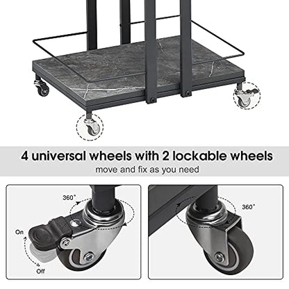 BarberPub 3-Tier Metal Rolling Salon Trolley Cart on Wheels, Grey 2033 - color: Grey
