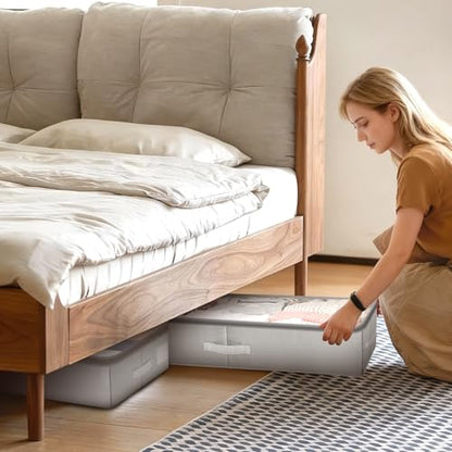 Pack of 2 Under Bed Storage with Adjustable Height | Under the Bed Storage Containers for Clothes, Blankets, & Shoes - 80L Zippered Organizer for Bedroom with Clear Window