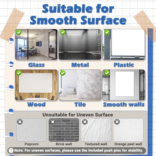 AFMAT White Board Sticker for Wall, 1.44x11ft Peel and Stick Whiteboard Wallpaper, Stain-Proof & Super Sticky Dry Erase Wall Decal, Dry Erase Contact Paper Roll for Table/Door, 4 Markers WS11E - size: 1.44x11ft