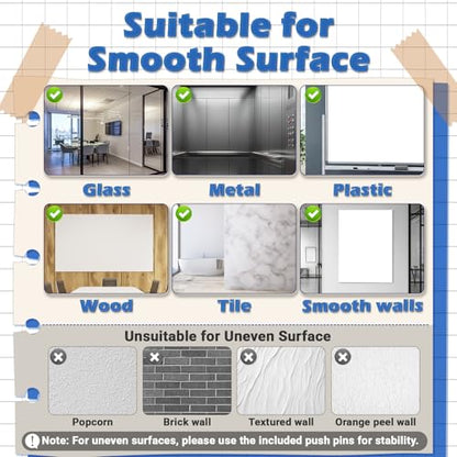 AFMAT White Board Sticker for Wall, 1.44x11ft Peel and Stick Whiteboard Wallpaper, Stain-Proof & Super Sticky Dry Erase Wall Decal, Dry Erase Contact Paper Roll for Table/Door, 4 Markers WS11E - size: 1.44x11ft