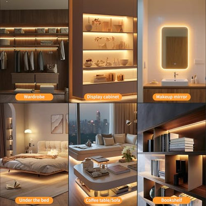 Meliya COB LED Strip Light, 5V USB LED Strip Light, 6.6ft Bright Daylight White Flexible Dimmable Light Strip for Display Cabinet, Living Room, TV Cabinet, Mirror, Kitchen Cabinet, Bedroom