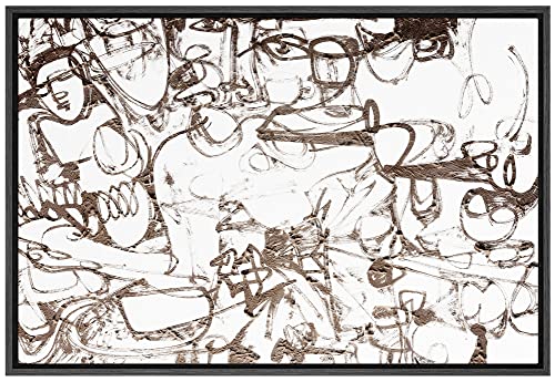 SIGNWIN Framed Canvas Print Wall Art Graffiti Street Art Grunge Landscape Abstract Geometric Illustrations Modern Art Minimalism Relax/Calm Zen for Living Room, Bedroom, Office - 16"x24" Black - color: A11-2211-n08, size: 24"L x 16"W