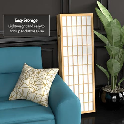 Red Lantern 4 ft. Short Window Pane Shoji Screen - Natural - 8 Panels - color: Natural, size: 8 Panels