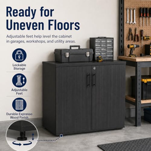 MMT Office Storage Cabinet, Expresso, 2 Door. Adjustable Shelf - color: Expresso