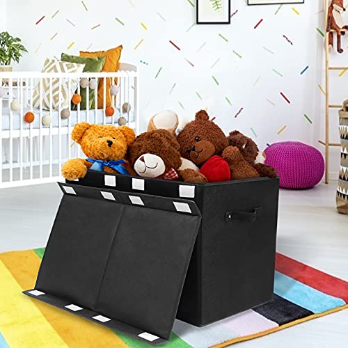 122L Large Toy Box Chest Storage with Lid, Collapsible Kids Toy Storage | Toy Chest with with Removable Divider for Kids, Boys, Girls, Nursery, Living Room, Bedroom, 26"x17" x17" (Linen Black) - color: Large Black