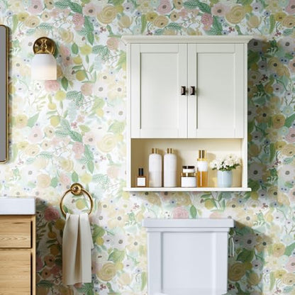 Bathroom Wall Cabinet, Medicine Cabinet Over The Toilet Storage Cabinet Wall Mounted with Build-in Spirit Level Cupboard Hanging Cabinet for Bathroom Laundry Kitchen Living Room, Cream White - color: Cream White