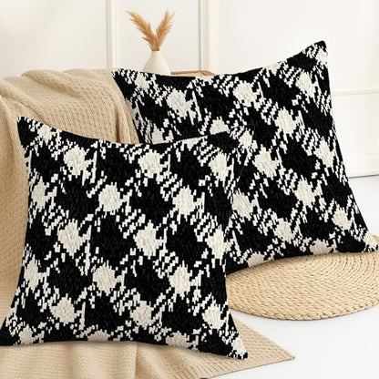 Houndstooth Throw Pillow Covers Set of 2, Modern Contemporary Geometric Abstract None Black with Hidden Zipper Pattern Pillow Covers for Living Room Apartment Bed Sofa Decor 26x26 Inch - size: 26" x 26" (Pack of 2)