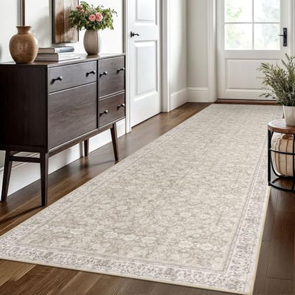 SIILOOM 3x10 Washable Runner Rug, Non Slip Soft Area Rug for Hallway Kitchen - color: Cream/Beige/Yellow/White/Grey, size: 3' x 10' (Runner)