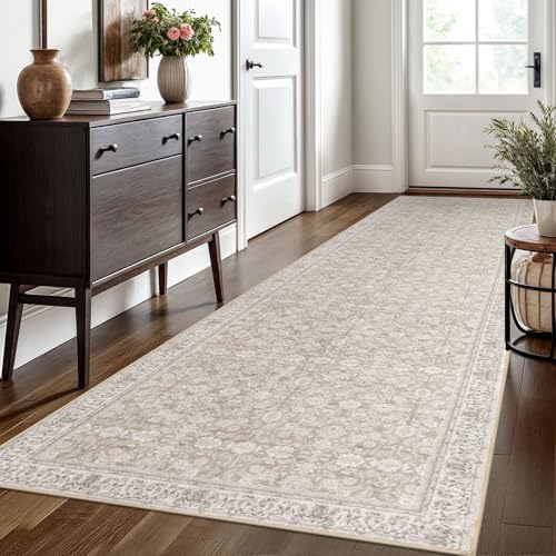 SIILOOM 3x10 Washable Runner Rug, Non Slip Soft Area Rug for Hallway Kitchen - color: Cream/Beige/Yellow/White/Grey, size: 3' x 10' (Runner)