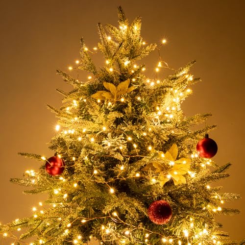 Fairy Lights Plug in, 20FT 200 LED for Christmas Decorations | Plug in Firecracker Lights with Remote, Warm White Indoor Cluster Starry Light for Bedroom Window Wedding Christmas Tree - size: 20FT 200 LED