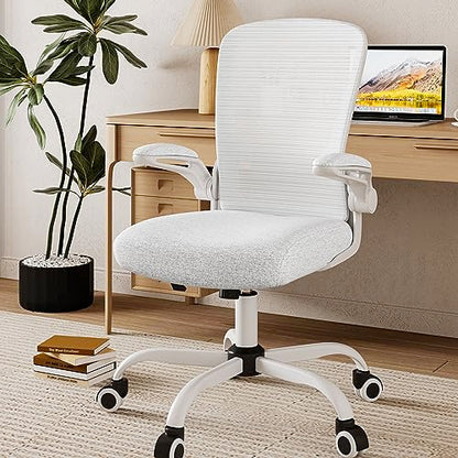 Mimoglad Ergonomic High Back Mesh Office Chair, Adjustable Lumbar Support, Thickened Seat Cushion - color: Ivory White