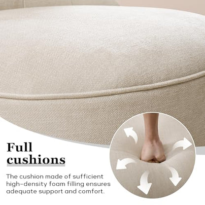 Upholstered Accent Chair, French Country Side Chair (1, Beige) | with Tufted Backrest, Thick Padded Seat and Solid Wood Legs for Bedroom, Living Room, Vanity & Reading Nook - color: Beige