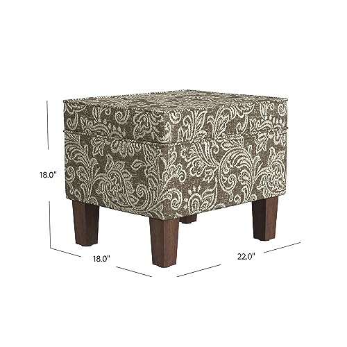 HomePop 22" Modern Rectangular Storage Ottoman - Brown Jacobean Print - color: Brown Jacobean Print
