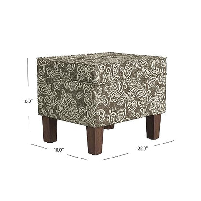 HomePop 22" Modern Rectangular Storage Ottoman - Brown Jacobean Print - color: Brown Jacobean Print