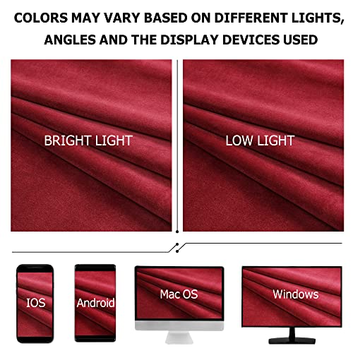 Benedeco Burgundy Red Velvet Blackout Curtains 52x120, Back Tab, 2 Panels | Elegant Room Darkening Thermal Insulated Energy Saving Noise Reducing Velvet Window Drapes for Living Room, Bedroom - color: Backtab-red, size: 52"W x 120"L (Pack of 2)