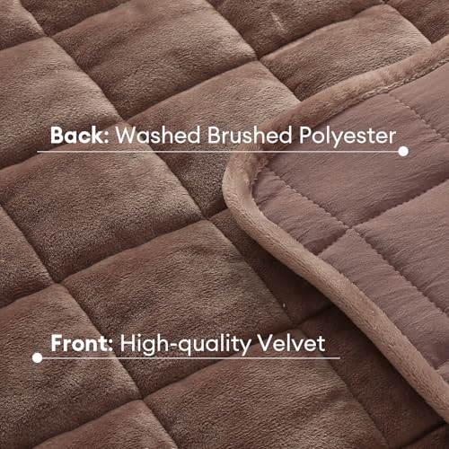 Velvet Quilt Oversized King Size, Luxury Soft Bedding Set, Lightweight Cozy Warm Quilted 3-Piece Velvet Coverlet Bedspread Sets with 2 Pillow Shams for All Season, Brown - color: Brown, size: Oversized King(120"x120")