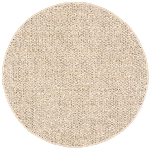 SAFAVIEH Area Rug 6' Round - Natural Fiber Collection - Natural & Beige, Seagrass, Basketweave Pattern with Border (NF114A) - color: Natural/Beige, size: 6' (Round)