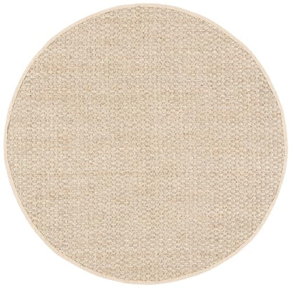 SAFAVIEH Area Rug 6' Round - Natural Fiber Collection - Natural & Beige, Seagrass, Basketweave Pattern with Border (NF114A) - color: Natural/Beige, size: 6' (Round)