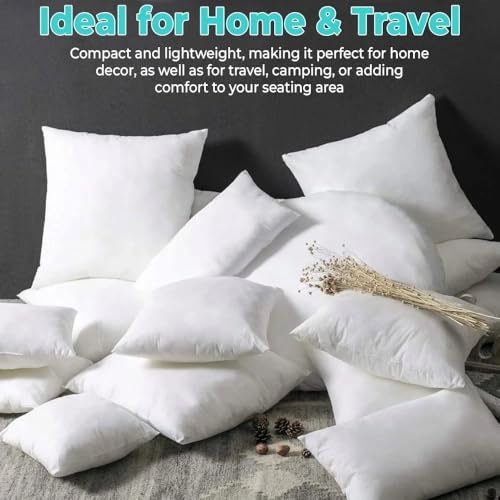 QUBA LINEN Throw Pillow Inserts (Set of 2, White), 22x22 Inches - Premium Cushion Fillers for Sofa, Bed, and Home Décor (22x22 Inch (Pack of 2)) - size: 22x22 Inch (Pack of 2)