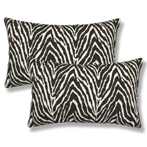 Zebra Throw Pillow Covers Black and White Zebra Seamless Pattern Lumbar Pillow Cover 12x20 Inch Set of 2 Zebra Skin Pattern Texture Pillowcase Rectangle Cushion Cases for Bed Sofa - color: Black White, size: 20" x 12" (Pack of 2)