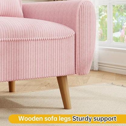 Pink Loveseat Sofa, 47.2'' Modern Small Space Sofa Set, High Density Sponge, Linen, Wood, 350 lbs Capacity - color: Pink