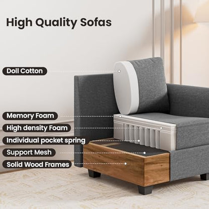 60" Modular Sectional Sofa with Hidden Storage, Convertible U Shaped 2 Seat Sofa Couch with, Comfy Upholstered Couches for Living Room, Apartment, Office,Bedroom