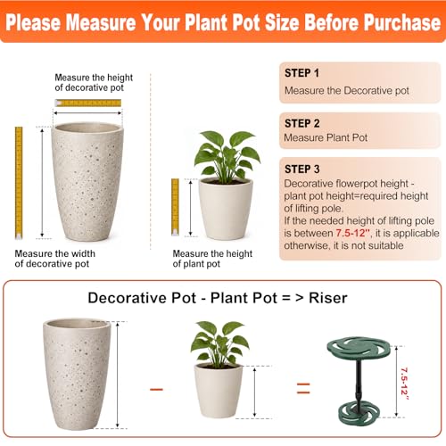 2 Pack Plant Risers for Inside Pots, 7.5-12" Rise Plastic Planter Inserts | Adjustable Height Planter Inserts for Large Pots, Pot Fillers for Tall Square Round Taper Planters (6" 8" 10" Base or Top) - size: Short Lift: 7.5-12" Rise - 2Pack