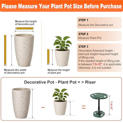 2 Pack Plant Risers for Inside Pots, 7.5-12" Rise Plastic Planter Inserts | Adjustable Height Planter Inserts for Large Pots, Pot Fillers for Tall Square Round Taper Planters (6" 8" 10" Base or Top) - size: Short Lift: 7.5-12" Rise - 2Pack