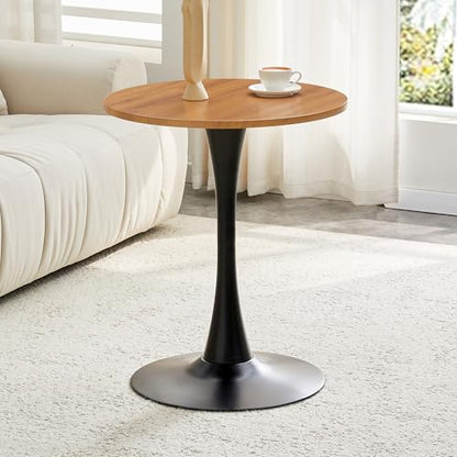 23.6" Round Dining Table, Mid-Century Modern Tulip Table with Thickened Tabletop & Metal Pedestal, Circle Bistro Table for Kitchen, Small Places, Apartments, Cafe - color: Wood, size: 23.6" dining table